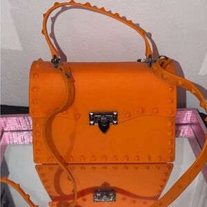 Orange Studded Handbag